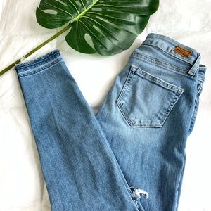 PAIGE Blue Verdugo Distressed Cropped Skinny Jeans